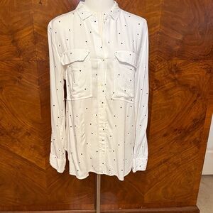 GAP White Button-Down Shirt with Navy Micro Stars